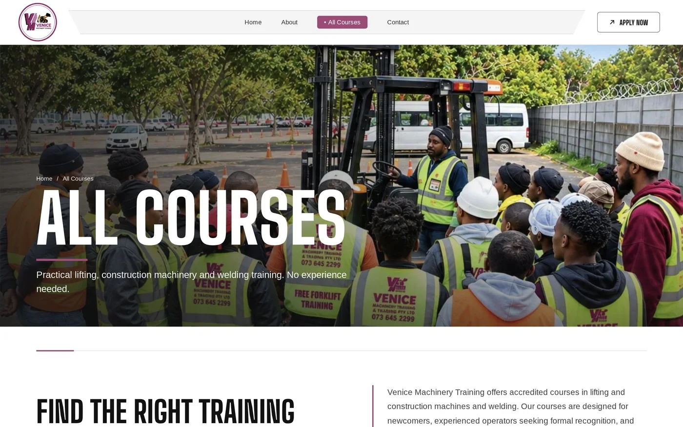 Venice all courses page on a laptop